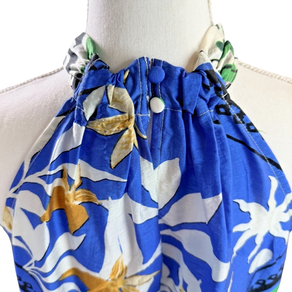 INC Women's Halter Blue Green & Lavender Floral Print Midi Scarf Dress Sz M NWT - Picture 6 of 12